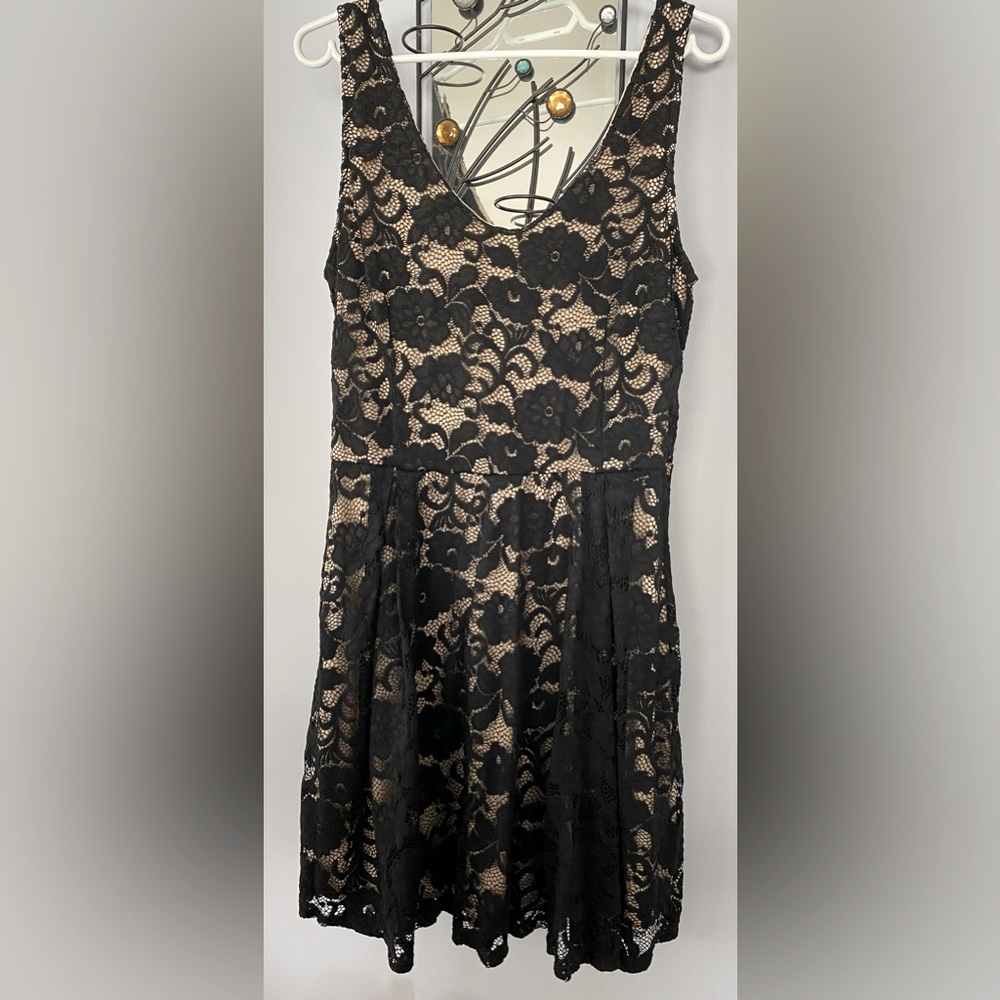 Bb collection black lace over cream dress